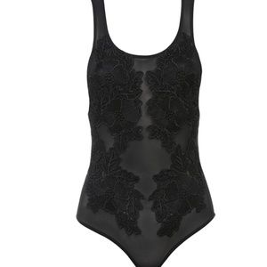 House Of CB, 'Asha' Lace And Mesh Placement Bodysuit, Size XS